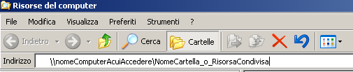 Accedere alla risorsa condivisa