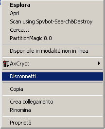 Disconnessione di una unità di rete